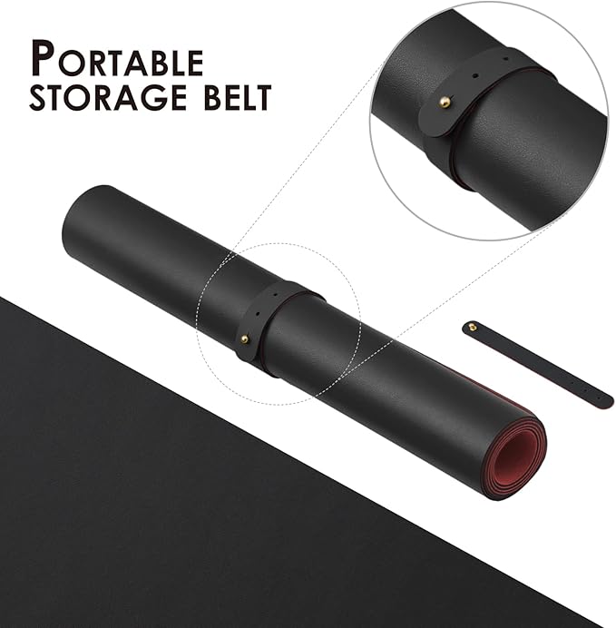 Dual Sided Leather Desk Mat - Waterproof Desk Pad for Office and Home - Desk Organization and Accessories - Ideal for Large Mouse Pad and Desk Mats on Top of Desks(Black+Red,36"x 17")