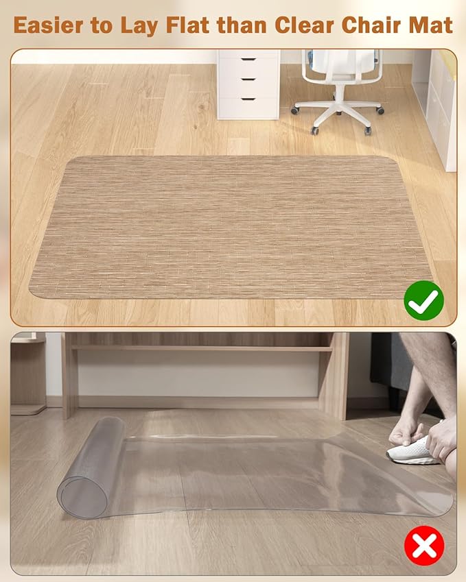 Blvornl Office Chair Mat for Hardwood Floor, 35.4"*47.2" Desk Computer Chair Mat for Hard Wood, Large Anti-Slip Hard Floor Protector Rolling Chair Mat, PVC Mat Desk Rug for Office and Home Red Brown