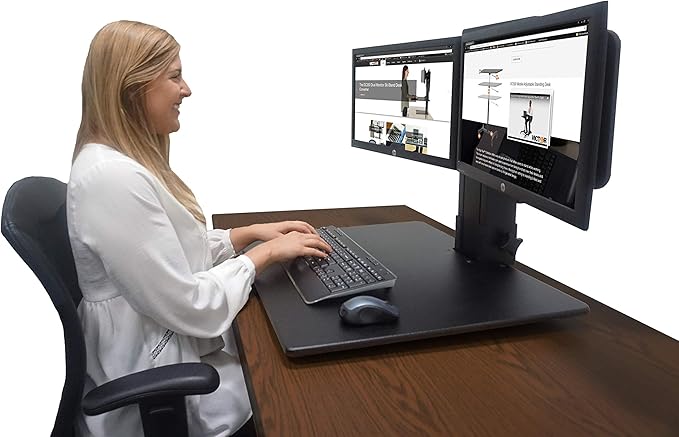 Victor High Rise Collection Dual Monitor Sit-Stand Standing Desk Converter, 28" by 23" by 15.5", Black