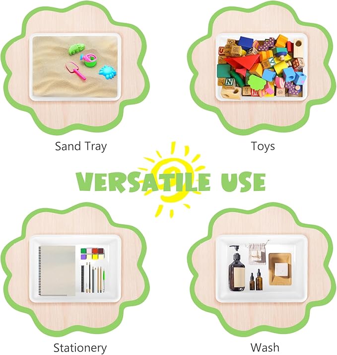 ShineMe Turn in Trays Classroom, 6 Pack White Paper Trays for Classroom with Colorful Labels, Thick Plastic Storage Bins for School, Office Organization, Letter Size Flat Storage Tray