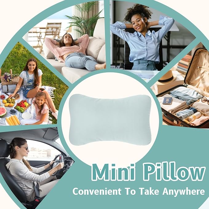 vocheer Small Pillows for Sleeping, 11"x7" Mini Pillow for Travel, Tiny Pillow for Neck, Lumbar, Knee, Wrist, Pets, Cotton Small Back Pillows for Travel, Bed, Office, Machine Washable, Sage-1pc