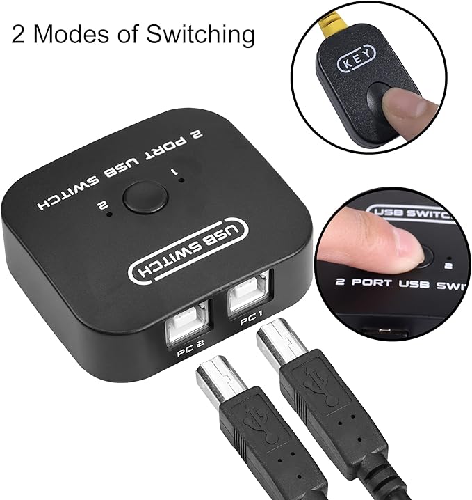 USB Printer Sharing KVM Switch, Switching Without Drivers. Share Keyboard Mouse Scanner with Desktop Controller and 2 USB Printers Cables (1.5 M)