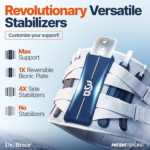 DR. BRACE® Lower Back Brace for Men & Women for Lower Back Pain Relief, Revolutionary Versatile Splints System & Removable Lumbar Pad, Adjustable & Breathable Back Support Brace (29.5-35.4″)