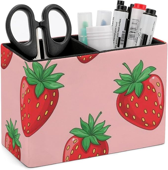 Office Storage Pen Holder Christmas Valentine Present Pink Strawberry Fruit Theme, Keep Your Desk Neat and Tidy