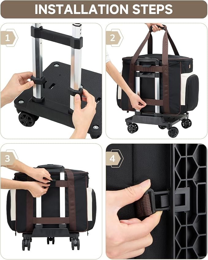 Amythe Rolling Teacher Tote Bag with Accordion File Organizer, 5-Wheel 15.6" Laptop Briefcase with Lunch Box, Wheeled Work Bag for Business, Office, Craft-Black