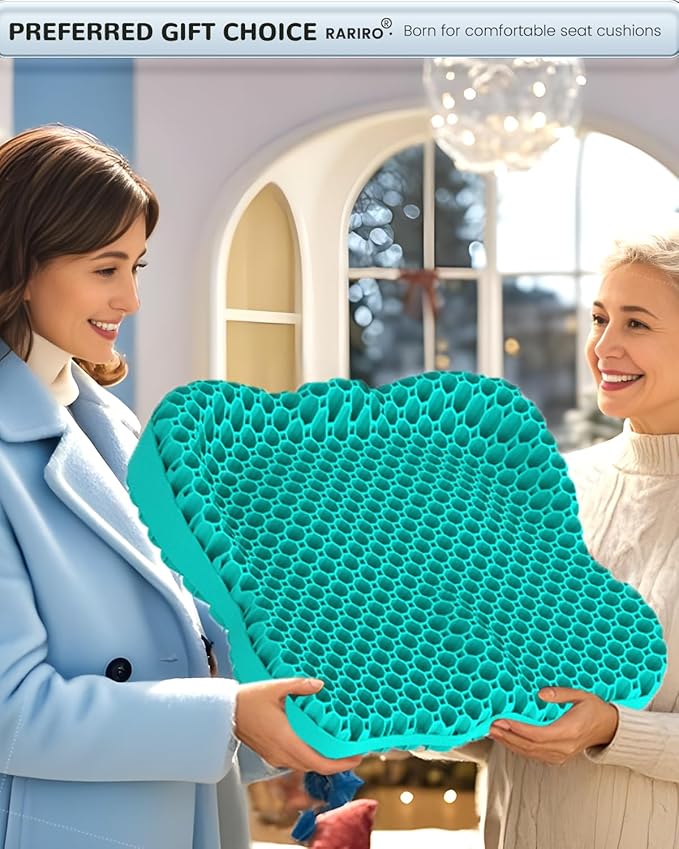 Gel Seat Cushion for Long Sitting(Enlarged&Thickened), Cooling Pressure Relief Seat Cushion for Wheelchair, Driving, Kayak, Office Desk Chair Seat Pad Gel for Heavy People[Green-19.7" Large]