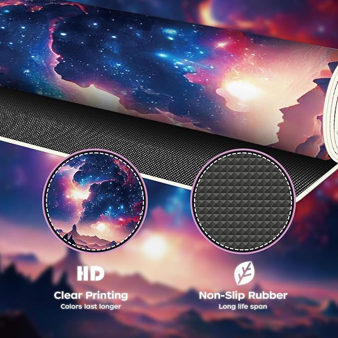 Leather Desk Mat 31.5" x 15.7", Desk Pad for Computer or Laptop, Galaxy Computer Mat Mouse Pad for Keyboard or Mouse, Large Desk Mat for School, Office, Home (Galaxy, 31.5"x 15.7")
