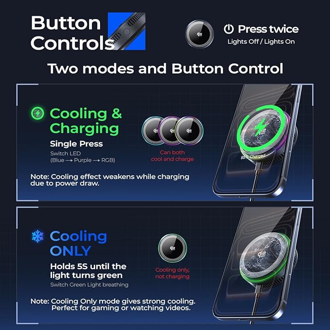 Qi2.2 Wireless Charger【25W Fast Charging+Cooling Fan】 Magnetic Charger Pad with 2 Modes,LED Light Phone Holder Fast Charging Compatible with iphone17/16/15/14/13/12 Series