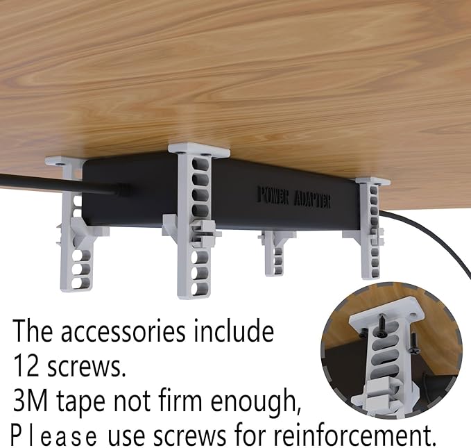 Universal Under Desk Mount for Power Brick Holder Docking Station Mount Power Strip (White)
