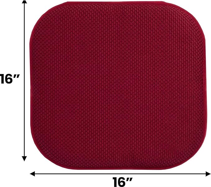 GoodGram 4 Pack Non Slip Ultra Soft Chenille Premium Comfort Memory Foam Chair Pads/Cushions - Assorted Colors (Country Burgundy)