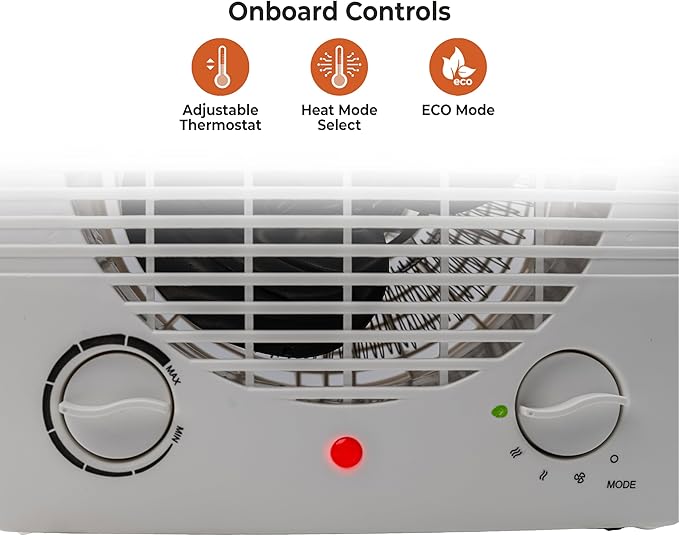 Comfort Zone Personal Space Heater – Energy Efficient 1500W Electric Heater with Adjustable Thermostat, 3 Heat Settings & Energy Save Mode – Portable, Tip-Over & Overheat Protection for Home & Office