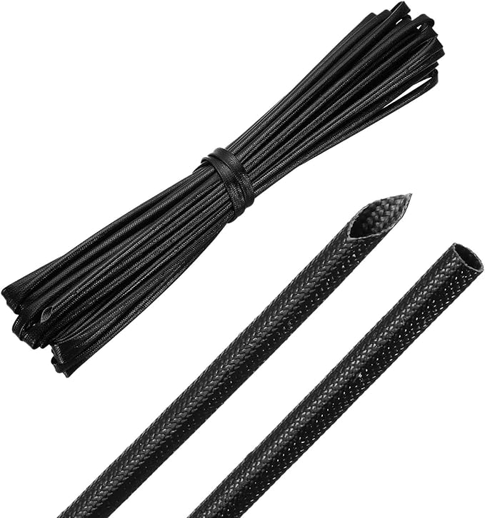 MECCANIXITY 30ft Braided Cable Sleeve, 3/32" ID 200C Heat Resistant 1500V Fiberglass Wire Insulation Cord Protector Organizer Wires Management for Motor Engine Fuel Line, Black