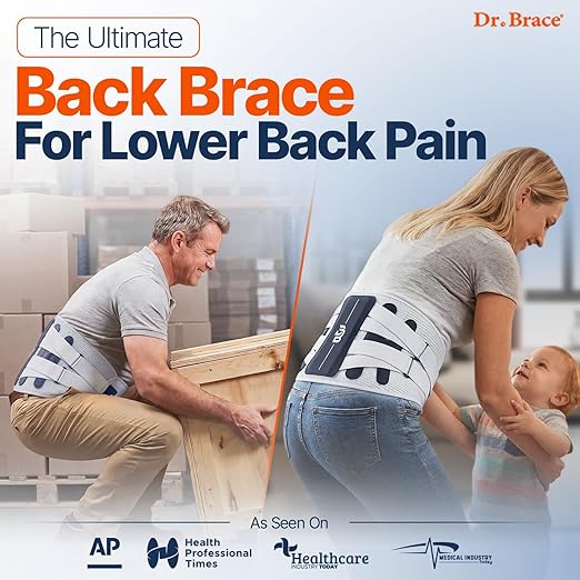 DR. BRACE® Lower Back Brace for Men & Women for Lower Back Pain Relief, Revolutionary Versatile Splints System & Removable Lumbar Pad, Adjustable & Breathable Back Support Brace (29.5-35.4″)