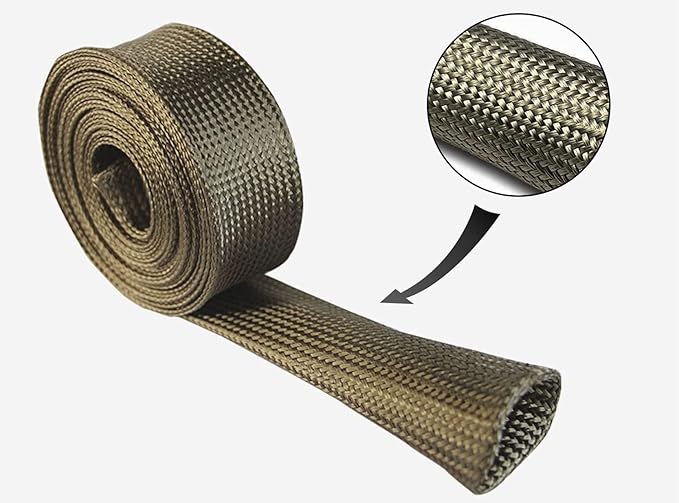 Heat Shield Sleeve Fuel Line Heat Shield Auto Hose Spark Plug Wire heat Shield Protectors Boots Roll 2500 Degree for Car&Auto Wire Loom Brake Cable (1/2" IDX10', Titanium)