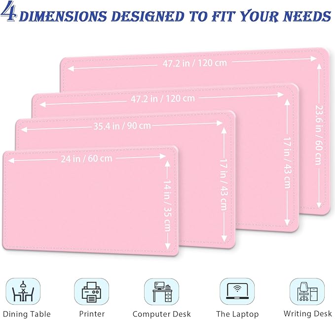 Large Desk Pad, 47.2" x 17" PU Leather Desk Mat for Desktop, Non-Slip Office Desk Mat for Desk, Desk Blotter Pad, Waterproof Computer Pad for Desk, Keyboard Mats for Home & Office (Fairy Tale Pink)