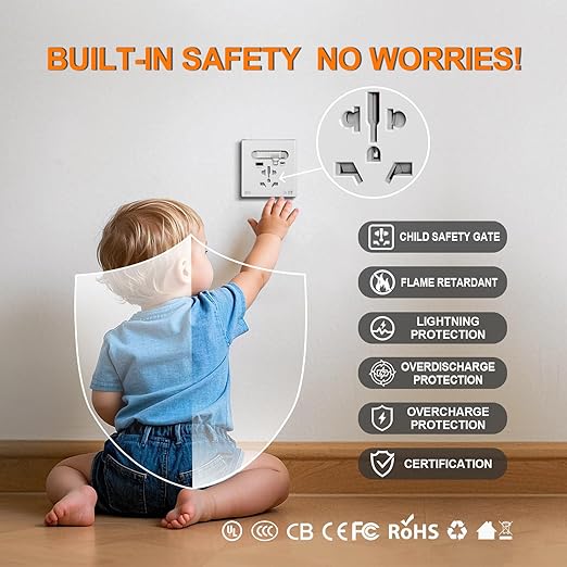35W GaN Multi Plug Wall Outlet with Retractable Phone Charger for Bedside/Sofa, 4-in-1 Tamper-Resistant in-Wall Socket with Universal AC Port for New Renovations, UL Listed (Include 86-Type Box)
