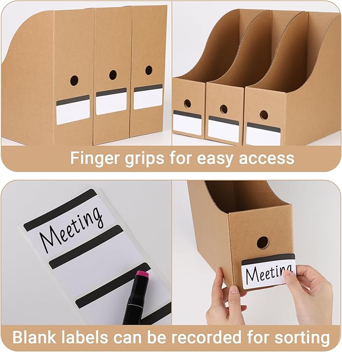 35 Pack Cardboard Magazine File Holder Organizer, Foldable Magazine Storage Box Holder Document Rack Desktop File Organizer for School, Office and Home (10.12 x 3.78 x 10.43 Inches, Brown)