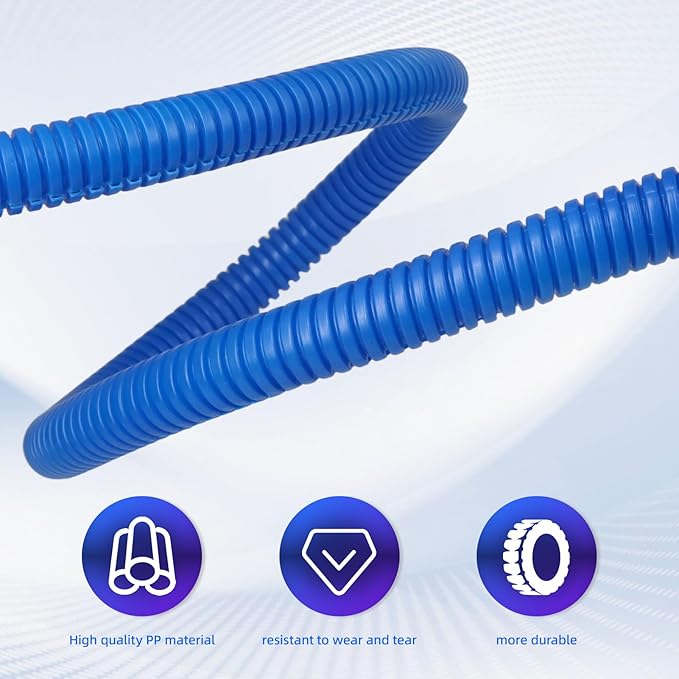 Split Wire Loom Tubing, 10,25ft Cord Protectors from Pets No Chew, Flexible Wire Covers Cord Protectors, Protective Split Cable Sleeve for Automotive Home Industrial Wires(Blue, 1.12inch-10ft)
