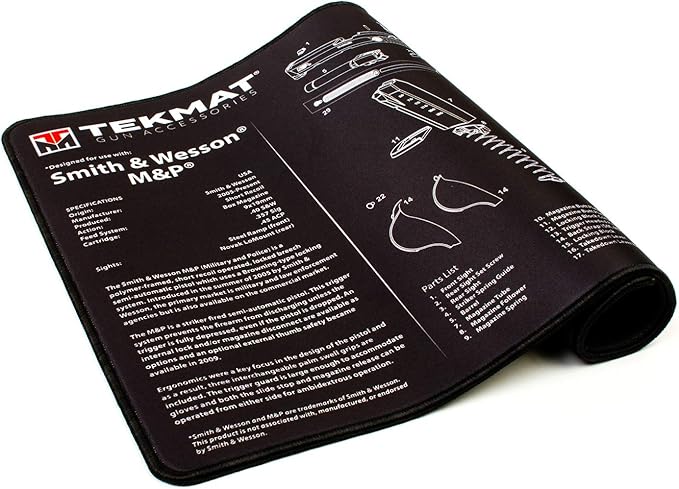 TekMat Ultra 20 Premium 15" X 20" 1/4" Thick Oil Resistant Non-Slip Waterproof Stitched Edges Handgun Cleaning Mat for use with Smith & Wesson