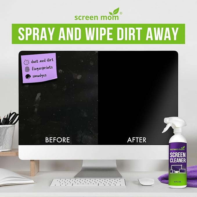 Screen Cleaner Spray and Wipe Kit 16oz and 5 Pack Microfiber Towel Bundle - Electronics Cleaner Spray TV Screen Cleaner for Smart TV Computer, Phone, iPad Laptop Screen Cleaner Car Screen Cleaning Kit