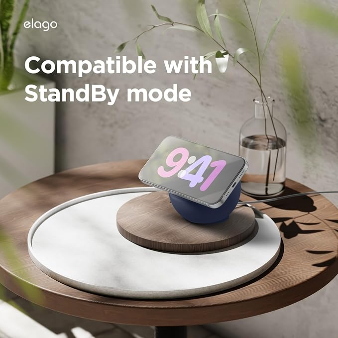 elago MS2 Charging Stand Compatible with MagSafe Charger - Premium Silicone, Compatible with iPhone 17/16/15/14/13/12 Series, Designed for MagSafe Stand [Jean Indigo] [Charging Cable Not Included]