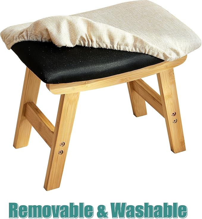 viewcare Foot Stool, Foot Stool Small, Ottoman Wood Foot Rest for Living Room, Bedroom, and Kitchen