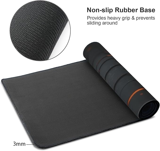 Large Extended Gaming Mouse Pad with Stitched Edges, (35.4X15.7In) Durable Non-Slip Natural Rubber Base, Waterproof Computer Keyboard Pad Mat for Esports Pros/Gamer/Desktop/Office/Home (E)
