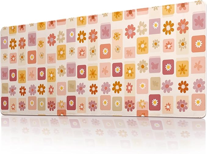 Desk Mat Mouse Pad Gaming Desk Pad XL Large Mouse Mat Office Decor Accessories (Flower)