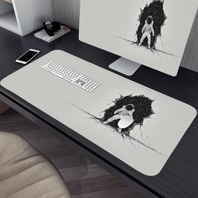 Astronaut Desk Mat Fantasy Funny Space Wall Extended Gaming Mouse Pad Mat with Stitched Edge Non-Slip Base Big Mouse Pad 31.5"x11.8" Office Computer Keyboard Laptop Home
