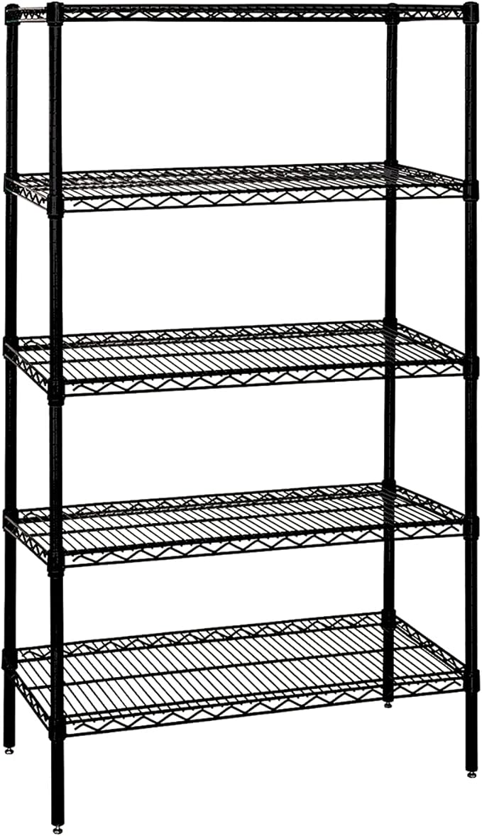 Quantum Storage Systems WR63-1848BK-5 Starter Kit Wire Shelves Black Epoxy 5 Shelves 63" H x 48" W x 18" D