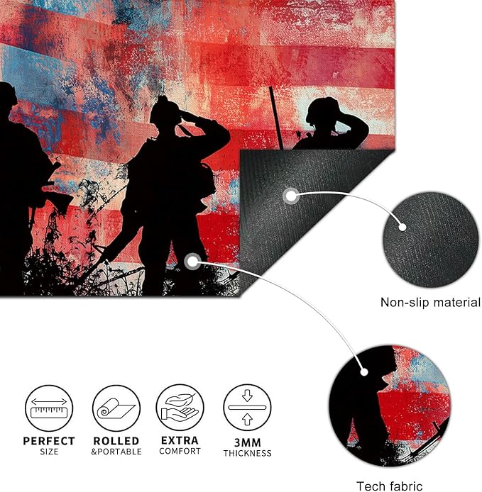 HOMETITUTE XL Mouse Pad 31.5 x 11.8 Inch Patriotic American Flag Soldier Silhouette Desk Mat Large Extended Keyboard Mat Computer Desk Pad Non Slip Waterproof Mouse Pads Gaming Office