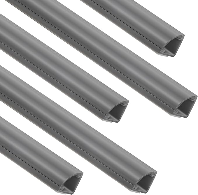 85in Corner Cable Concealer, One-Cord Corner Duct, Paintable Corner Cord Cover, Cable Management Channel for Wall Corner, Floor Baseboard, Ceiling, Grey