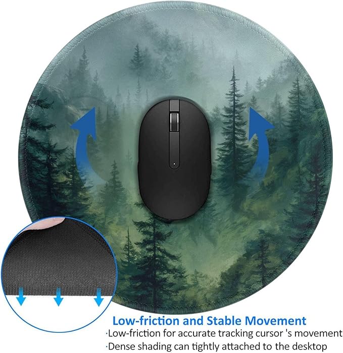 Green Mountain Round Mouse Pad Premium Textured Mouse Mat Washable Mousepads with Extended Stitched Edges Non Slip Rubber Base Small Mousepad 7.9 X 7.9 X 0.12 Inches