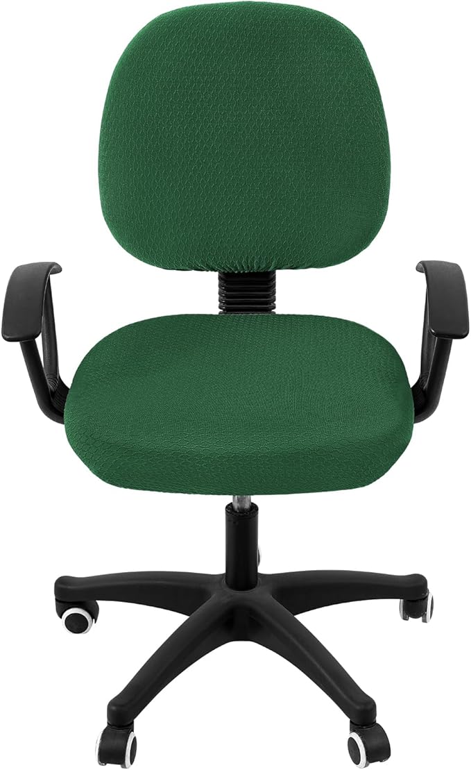 Smiry Stretch Jacquard Office Computer Chair Covers, Removable Washable Universal Desk Rotating Chair Slipcovers Protector, Seat + Backrest Cover, Emerald Green