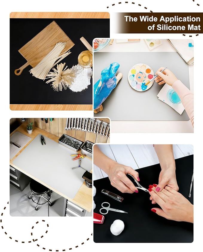 Art and Craft Silicone Mat, 24” x 16” x 2MM Large Crafting Sheet for Resin, Jewelry Casting, Painting, DIY Projects, Heat Resistant Nonstick Workstation Protector and Placemat,2PCS