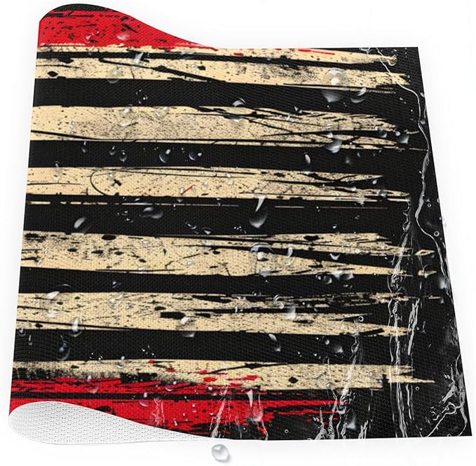 Placemats Set of 4 Heat-Resistant Rectangle Place Mats Independence Day USA Flag Washable Plastic PVC Dining Table Mat Non-Slip Wipeable Woven Vinyl Placemat for Kitchen Patio Table Decor