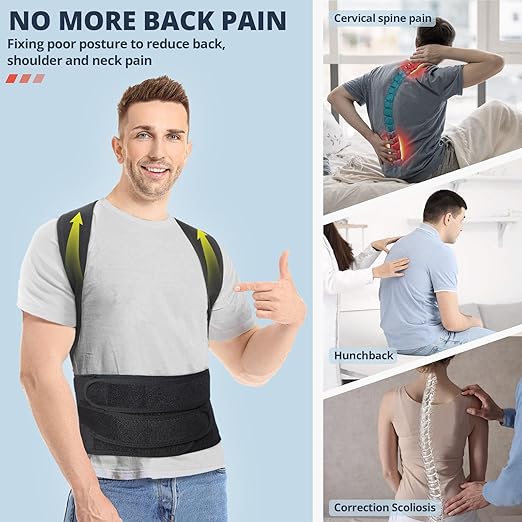 Fitsupport Back Brace Posture Corrector for Women and Men Back Lumbar Support Shoulder Posture Support for Improve Posture Provide and Back Pain Relief XLarge(Pack of 1)