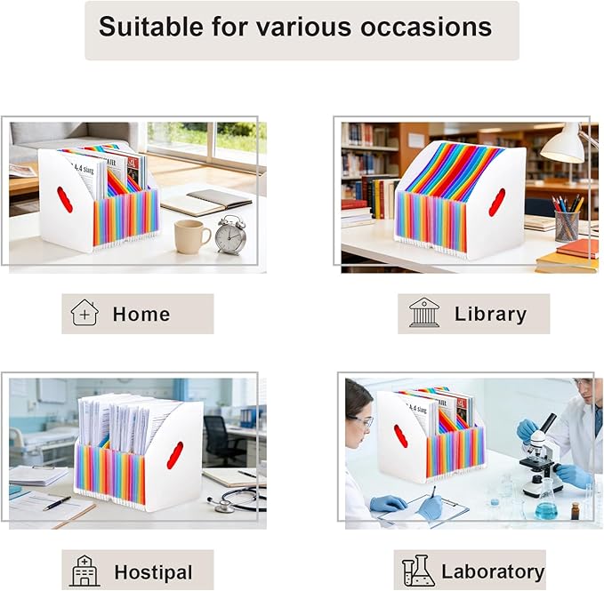 SAYEEC Rainbow Expanding File Holder Standing A4 Vertical Mini Book Organizer Magazine Basket Desktop 24 Pockets Files Folder with Handle for Students Examination Paper Bills Office Study