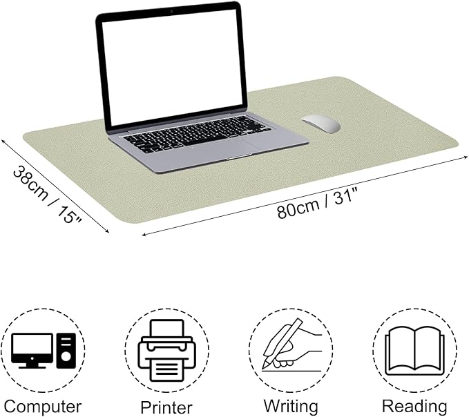 Patikil Desk Mat, 31"x15" Non-Slip Waterproof PU Desk Pad, Dual Sided - Green
