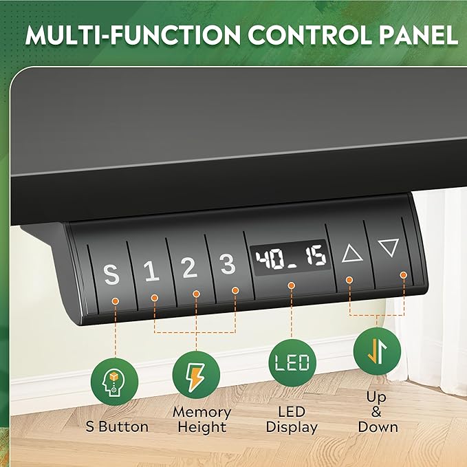 DEVAISE 63 Inch L Shaped Electric Standing Desk, 3 Adjustable Computer Desk for Home Office, Ergonomic Sit to Stand Desk with LED Touchscreen，Headphone Hook, 3 Memory Preset, with Split Top, Maple