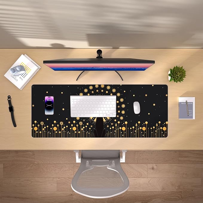 Large Desk Pad, PU Leather Computer Laptop Desk Mat, Waterproof Keyboard Desk Mat, Desk Blotter Pad, Non-Slip Laptop Desk Pad for Office/Home/Decor (Cat, 35.4" x 15.7")