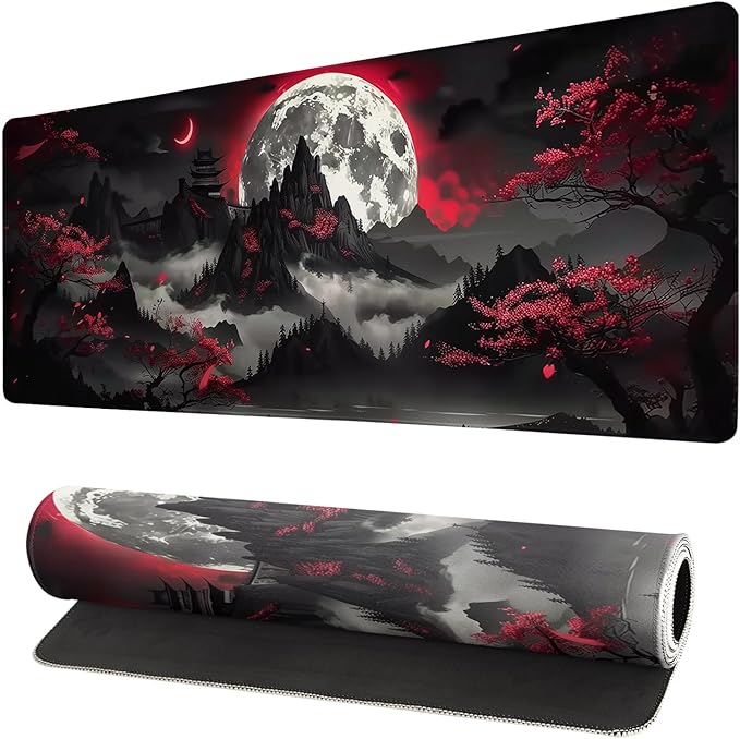 Extended Gaming Mouse Pad, Large Gaming Mouse Waterproof with Stitched Edges, Non-Slip Desktop Pad for Home and Office, Level Up Your 31.5x11.8 Inch… (Dark Night)