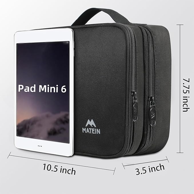 MATEIN Electronics Organizer Travel Case, Water Resistant Cable Organizer Bag for Travel Essentials, Gifts for Men, Storage Bag for Camera Accessories, Phone, Cord & Tablet, Black