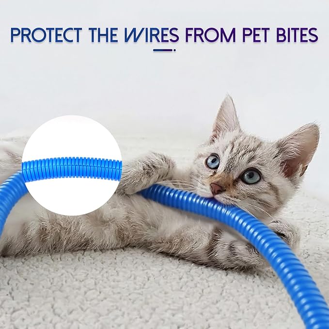 Split Wire Loom Tubing, 10,25ft Cord Protectors from Pets No Chew, Flexible Wire Covers Cord Protectors, Protective Split Cable Sleeve for Automotive Home Industrial Wires(Blue, 0.46inch-10ft)