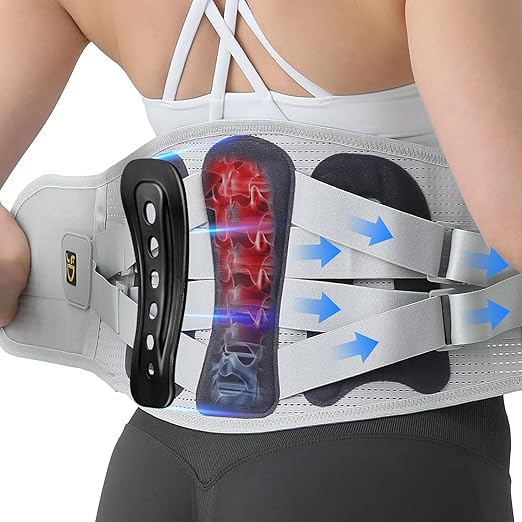 Lower Back Brace for Women and Men - Adjustable Lumbar Back Brace, Full Support Lumbar Brace, Ergonomic Design & Soft Breathable 3D Knit Material, for Sciatica Scoliosis Posture, Ideal for Work Lifting (XL)