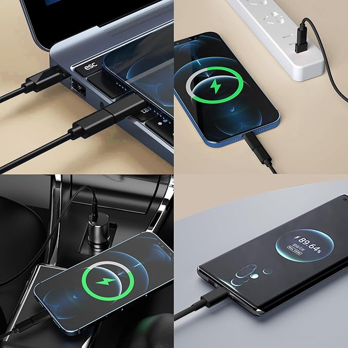 USB to USB-C Adapter, USB C Charging Cable Adapter Kit Contains Multiple OTG Adapters for USB Type C/USB A/USB C Male Cable/Micro USB, Equipped with SIM Extractor/SIM Slot/Phone Holder (Black)