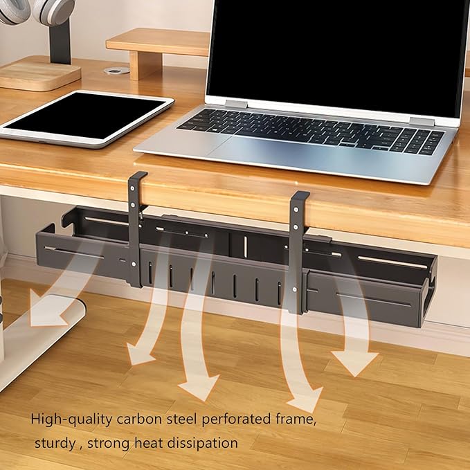 Not Drilling Installation Cable Holder Perfect for Desk with Large Capacity to Store Power Strips and Hide Wire Neatly Unraveled Cable Tray
