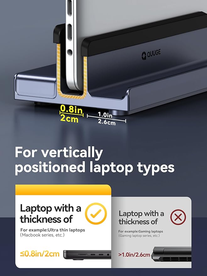 Laptop Docking Station Stand for mac, QUUGE 8 in 1 USB C Dock with HDMI 2.0 4K 60Hz, RJ45 Ethernet, 2 USB3.0 Ports, 100W PD, TF/SD 3.0, Desktop Management Docking Station