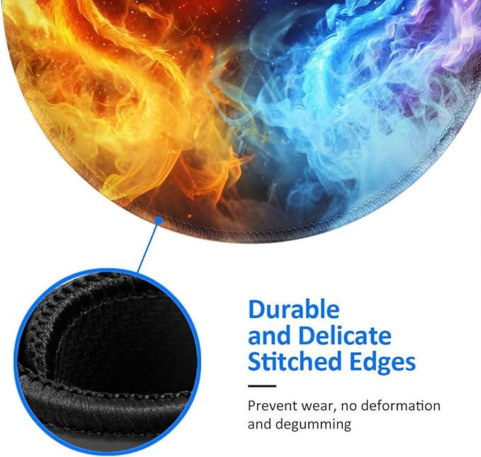 Dragon Round Mouse Pad Premium Textured Mouse Mat Washable Mousepads with Extended Stitched Edges Non Slip Rubber Base Small Mousepad 7.9 X 7.9 X 0.12 Inches