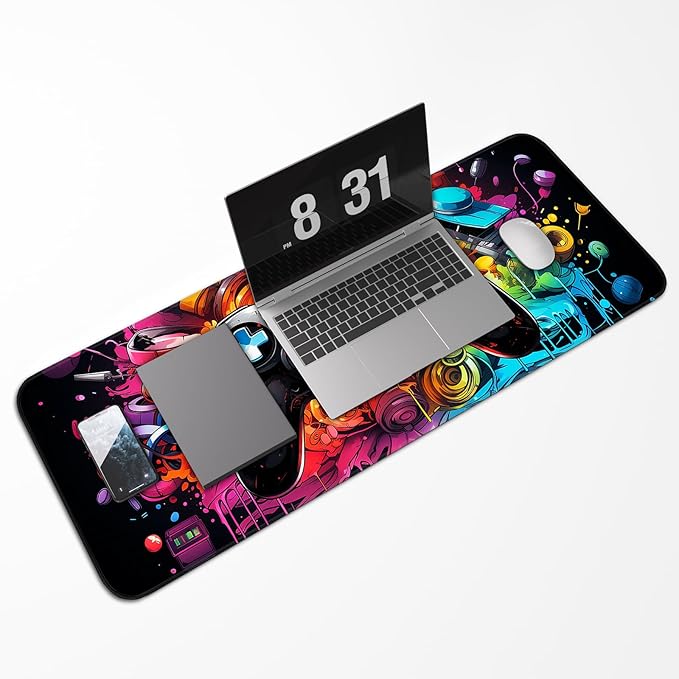 Gaming Mouse Pad, Large Mouse Pad, Waterproof Non-Slip Rubber Base, Stitched Edges, Suitable for Gaming, Office, Home, 31.5x11.8 Inch, Desk Decoration
